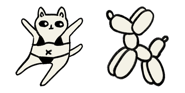 Cat in Underwear & Balloon Dog Pencil Draw Cursor