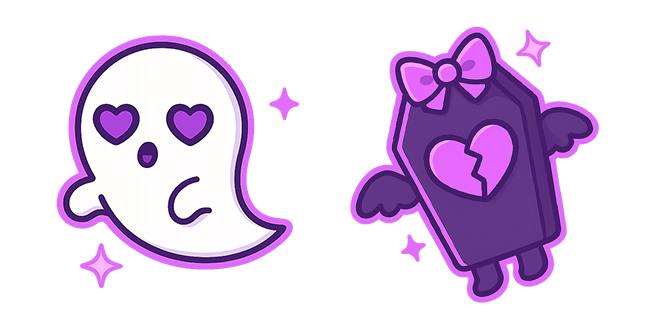 Cute Halloween Love-Sick Ghost & Heart Coffin Cursor