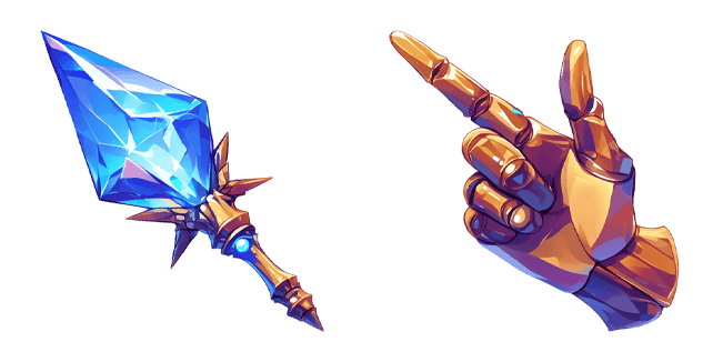 Glowing Magic Staff & Metal Knight Glove Cursor