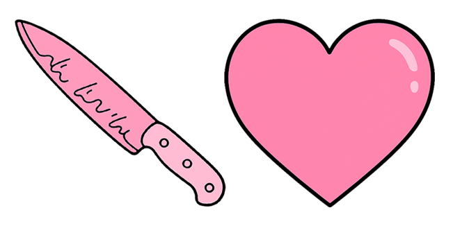 Pinky Knife & Heart Aesthetic Cursor