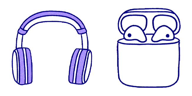 Blue Headphones & AirPods Case Cursor