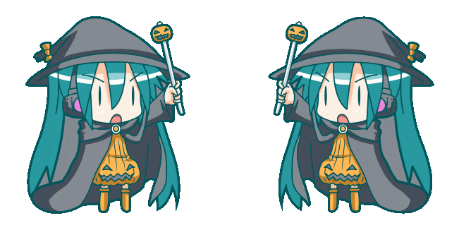 Chibi Hatsune Miku in Halloween Costume Animated Cursor