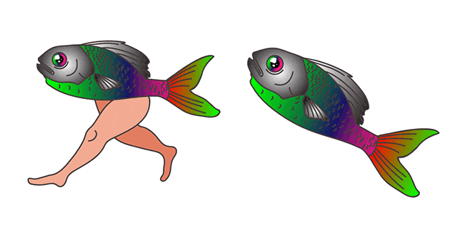Weirdcore Aesthetic Fish With Legs Animated Cursor