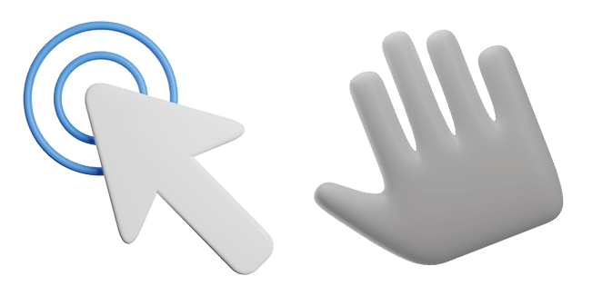 White Clicking Arrow & Paw 3D Cursor