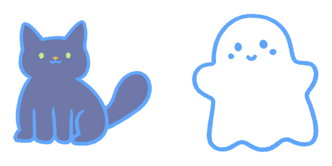 Cute Pastel Halloween Cat & Ghost Cursor