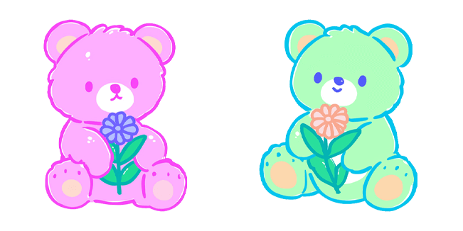 Pastel Pink & Green Teddy Bears Cursor