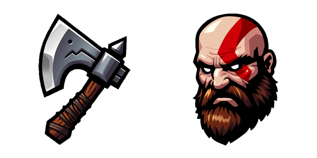 God of War Kratos Head & Leviathan Axe Cursor