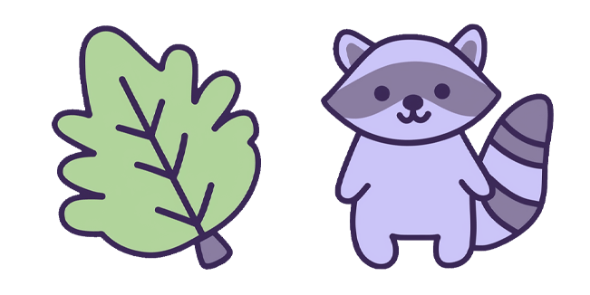 Kawaii Raccoon & Leaf Cursor