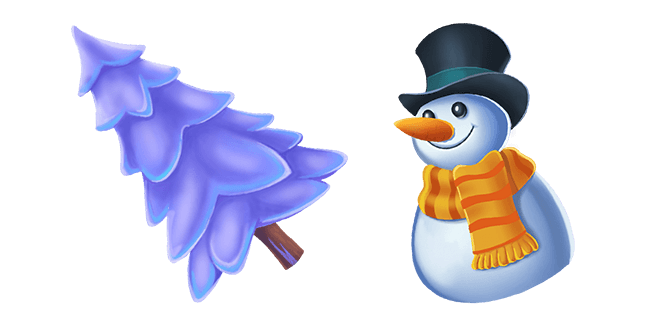 Christmas Snowy Tree & Snowman Cursor