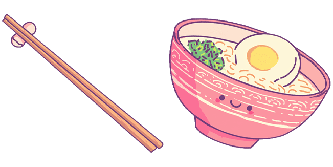 Cute Ramen Noodle Bowl & Chopsticks Cursor