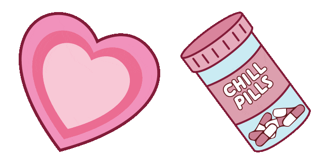 Preppy Aesthetic Heart & Chill Pills Animated Cursor