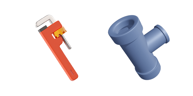 Pipe Wrench & Industrial Pipe 3D Cursor