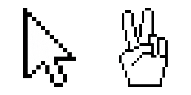 Classic Pixel Arrow & Peace Hand Cursor
