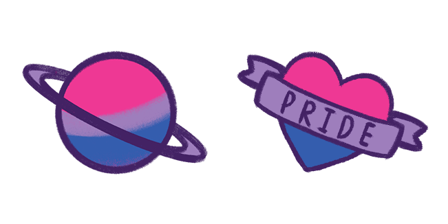 LGBTQIA+ Bisexual Planet & Heart Cursor