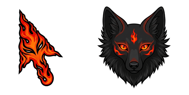 Furries Black Flame Wolf & Arrow Cursor