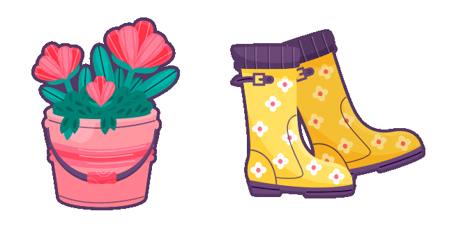 Spring Boots & Flowers Animated Cursor