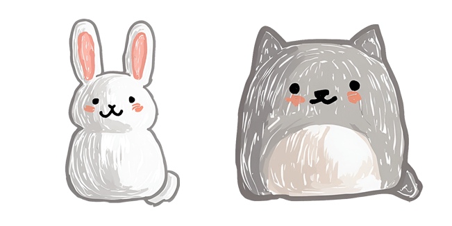 Cute Hand Drawn Bunny & Cat Cursor