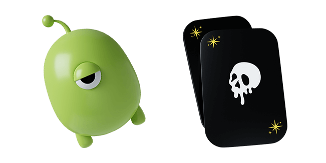 Green Monster & Halloween Playing Card 3D Cursor
