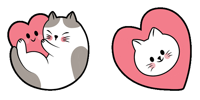 Cute Cat Play with Heart Animated Cursor