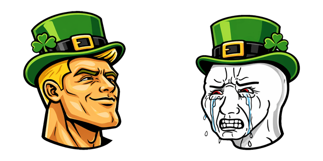 St. Patrick's Day Chad & Crying Wojak Meme Cursor