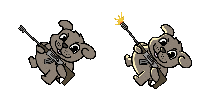 Puppy with Gun Animated Cursor