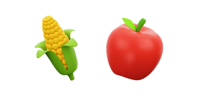 Corn & Red Apple 3D Cursor
