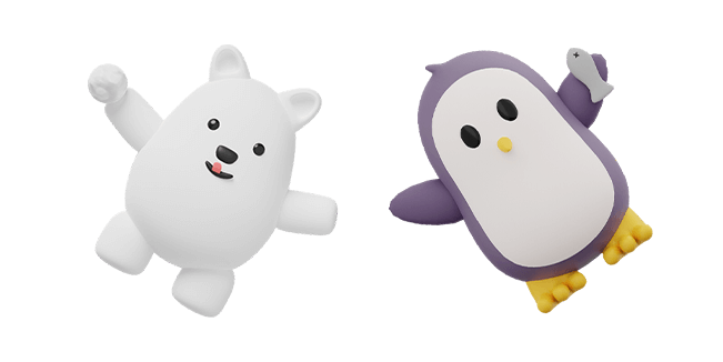 Cute Ice Bear & Penguin 3D Cursor
