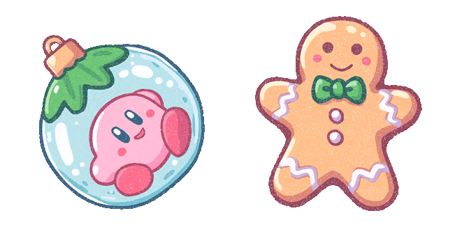 Xmas Bauble Kirby & Gingerbread Man Animated Cursor
