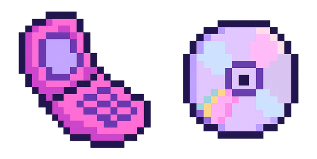 Pink Phone & Compact Disk Pixel Cursor