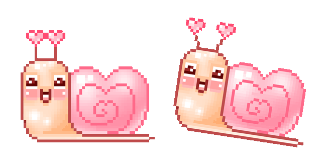 Cute Pink Snail Pixel Animated Cursor