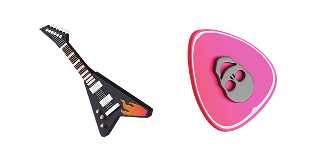 Electric Guitar & Pink Guitar Pick 3D Cursor