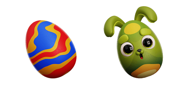 Colorful Easter Egg & Green Easter Bunny 3D Cursor