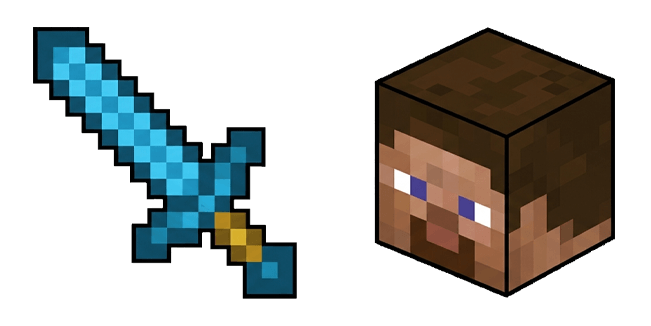 Minecraft Diamond Sword & Steve Head Cursor