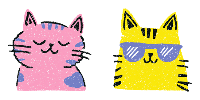 Cute Pink Kitten & Cool Yellow Cat with Sunglasses Cursor