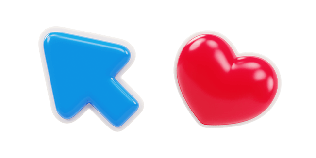 Blue Arrow & Red Heart 3D Cursor