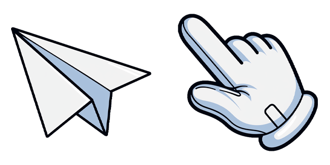 Paper Plane & White Hand Cursor