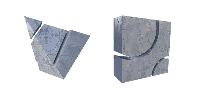 Grey Granite Pyramid & Cube 3D Cursor