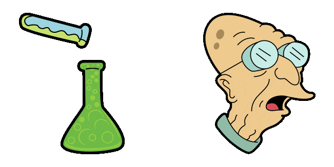 Futurama Professor Farnsworth & Chemistry Flasks Animated Cursor