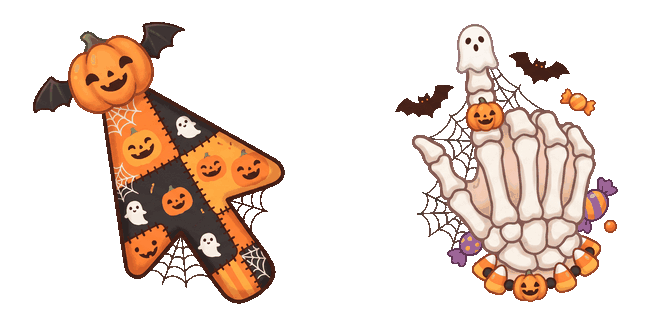 Cute Halloween Pumpkin Arrow & Skeleton Hand Animated Cursor