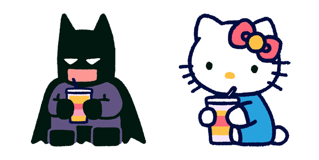 Cute Batman & Hello Kitty Soda Chill Cursor