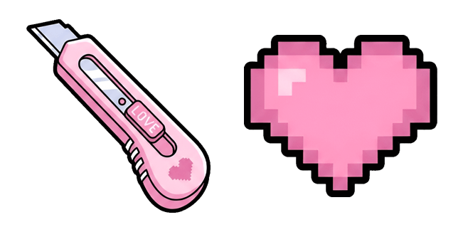 Pink Utility Knife & Pixel Heart Cursor