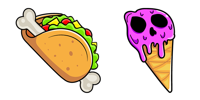 Halloween Taco Bone & Skull Ice Cream Cursor