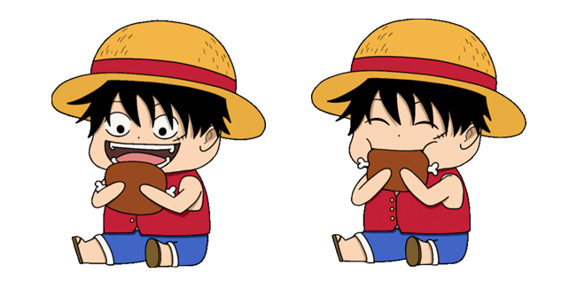 One Piece Cute Monkey D. Luffy Eating Cursor