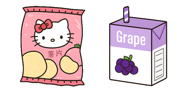 Hello Kitty Chips & Grape Juice Animated Cursor