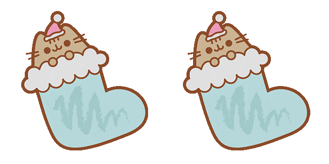 Pusheen the Cat in Christmas Stocking Animated Cursor