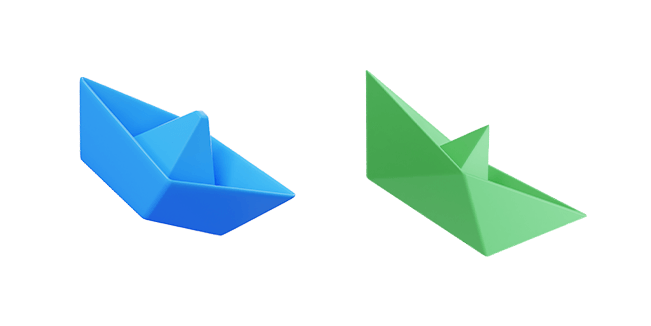 Blue & Green Paper Boat 3D Cursor