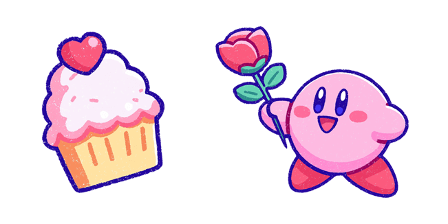 Valentine's Day Kirby with Rose & Cupcake Cursor