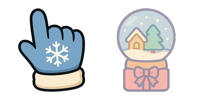 Cozy Blue Snowflake Mitten and Snow Globe Cursor