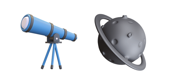 Telescope & Silver Planet 3D Cursor