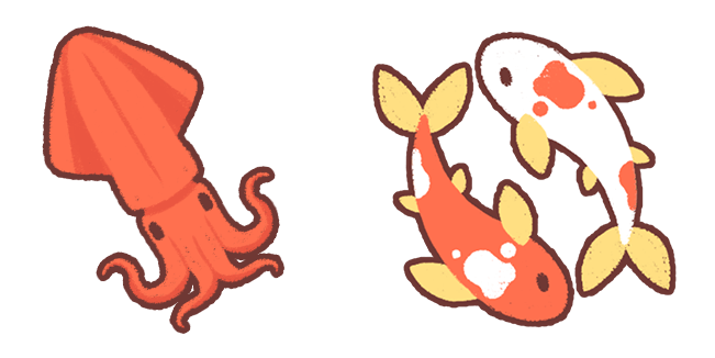 Japanese Aesthetic Squid & Koi Cursor